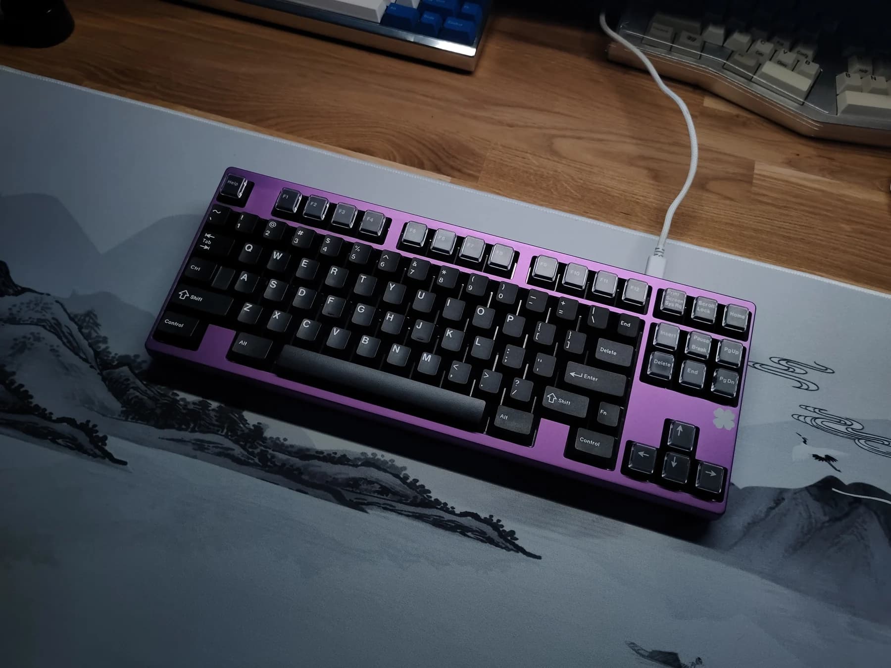 Purple Clover TKL fully assembled with keycaps